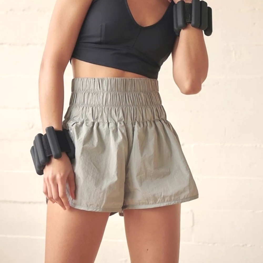 FP Movement The Way Home Artic Mist High-Waisted Athletic Shorts, Size S